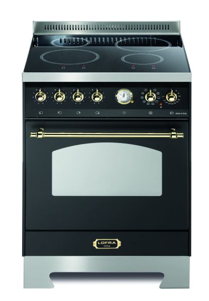 RNM 66 MFT / 4I 60cm Standherd mit Induktionskochfeld - BLACK MATT / MESSING