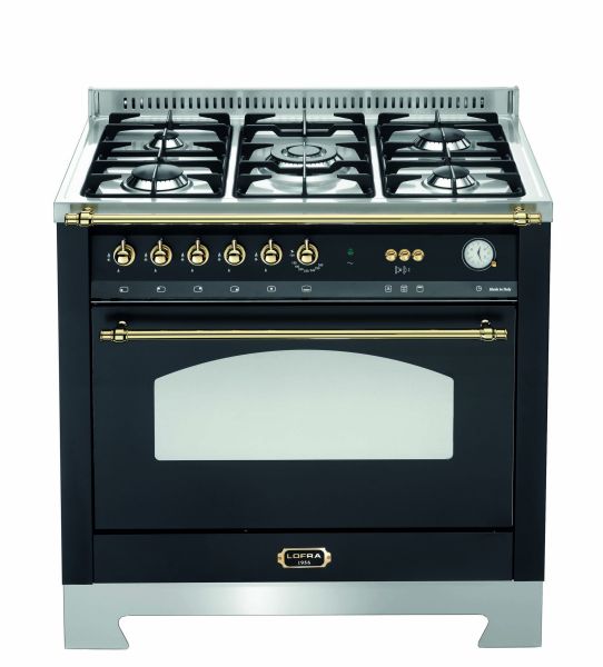 RNMG 96 GVGT / CI DOLCEVITA 90 cm Range Cooker mit Gasbackofen - BLACK MATT / MESSING