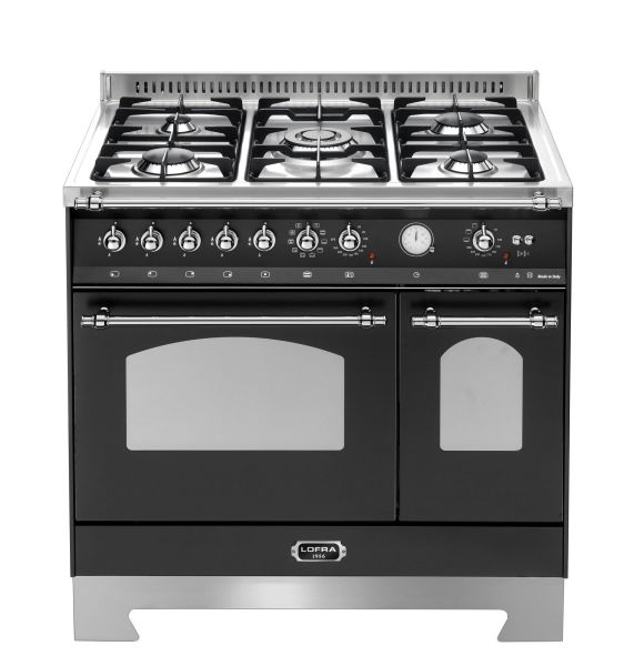 RNMD 96 GVGTE/ CI DOLCEVITA 90 cm Range Cooker mit 2 Gasbacköfen - BLACK MATT / CHROM