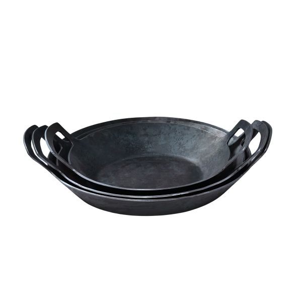 Handgeschmiedete Bratpfanne 25-31 cm Ø mit Griffen, Hoherrand, Servierpfanne