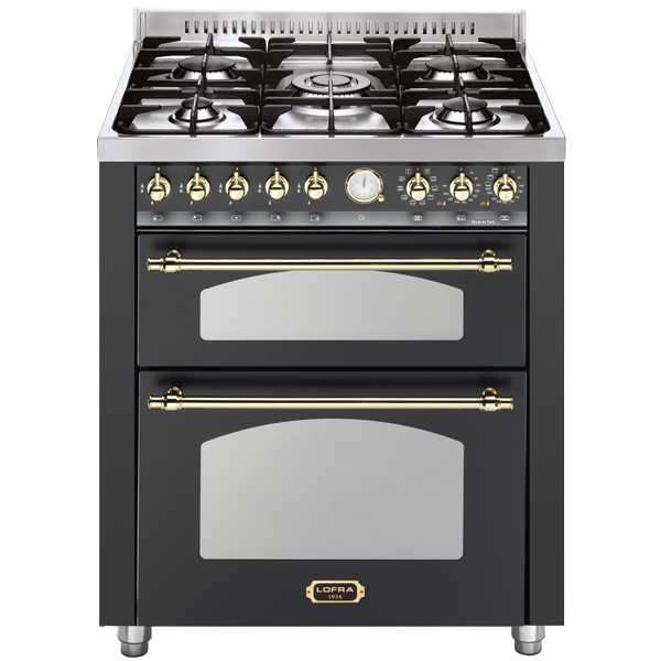 RNMUD 76 MFTE / CI DOLCEVITA 70 cm Gas Standherd - BLACK MATT / MESSING