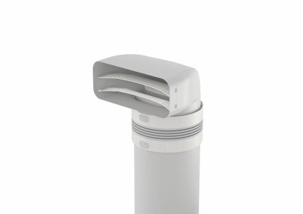 PRIME flow P-UR 150 Umlenkstück 90° mit Rundrohr, Verbindungselement, hellgrau, L 500 mm 4051012