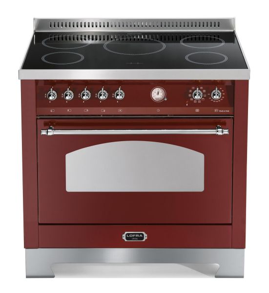 RRG 96 MFT / 5I Standherd mit Induktionskochfeld ( 90 cm / 1 Großbackofen ) - BURGUNDY / CHROM