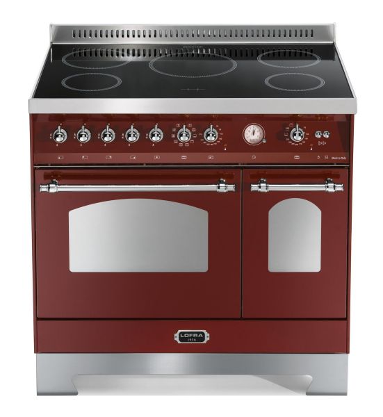 RRD 96 MFTE / 5I Standherd mit Doppelbackofen 90 cm - BURGUNDY / CHROM