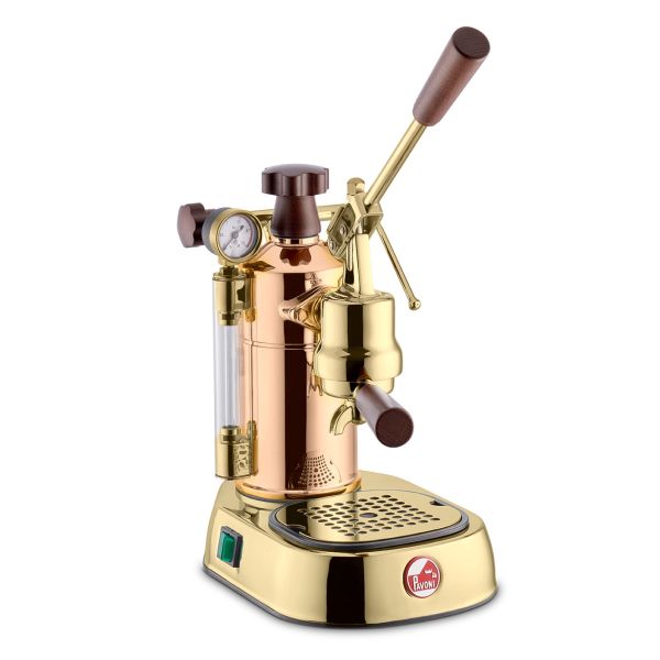 LPLPRG01EU Handhebelmaschine Siebträger Professional Kupfer-Gold Echtholzgriffe