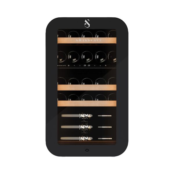 WLB-120DF-BLACK 2-Zonen Weinkühlschrank – Eleganter Design-Weinkühlschrank für 26 Flaschen