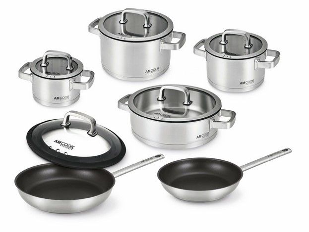 AMCOOK Exklusiv Senna S11 plus 6 teiliges Topfset mit 2 Pfannen, 3 Töpfen und einer Servierpfanne 8500751