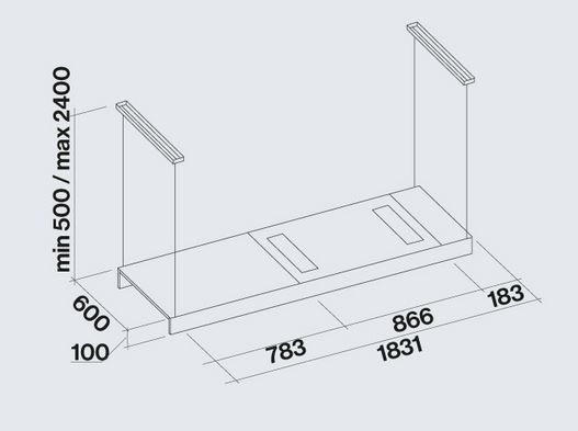 Light Inselhaube nur 10 cm hoch in 120 od 180 cm Breite