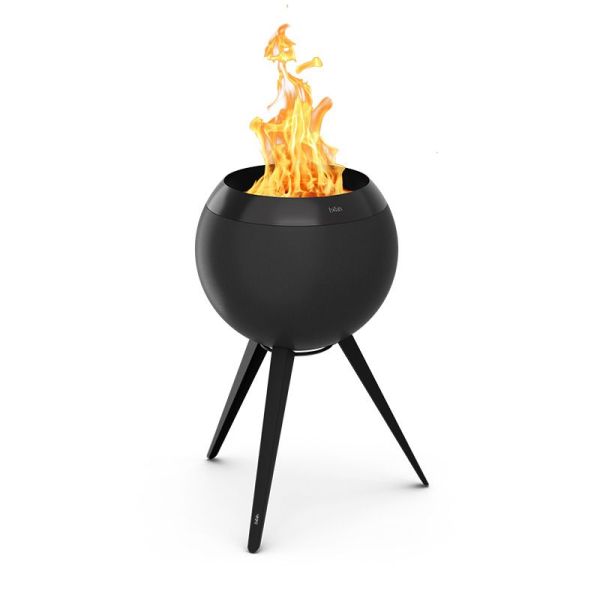 Moon 45 Feuerschale mit hohem Fuß 75 cm Höhe Holzvergaser Technologie - All Black