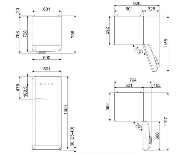 FAB28RDRU6 Retro Kühlschrank mit 0° Fach im Stil der 50er Jahre - Farbe Rust - Rechtsanschlag