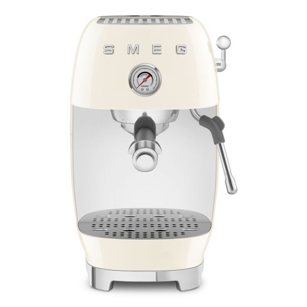 ECF03CREU Espressomaschine mit Siebträger im 50er Jahre Retro Design - Farbe Creme
