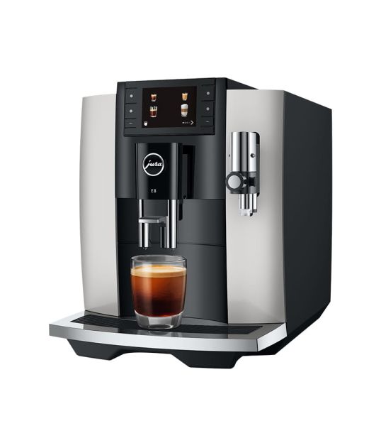 E8 Kaffeevollautomat 17 Kaffeespezialitäten auf Knopfdruck Platin (EC) 15582