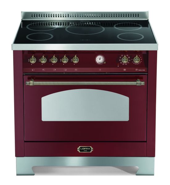 RRG 96 MFT / 5I Standherd mit Induktionskochfeld ( 90 cm / 1 Großbackofen ) - BURGUNDY / BRONZE