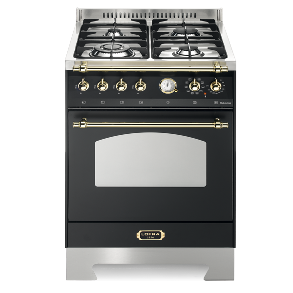 RNM 66 MFT / CI DOLCEVITA 60 cm Gas Standherd - BLACK MATT / MESSING