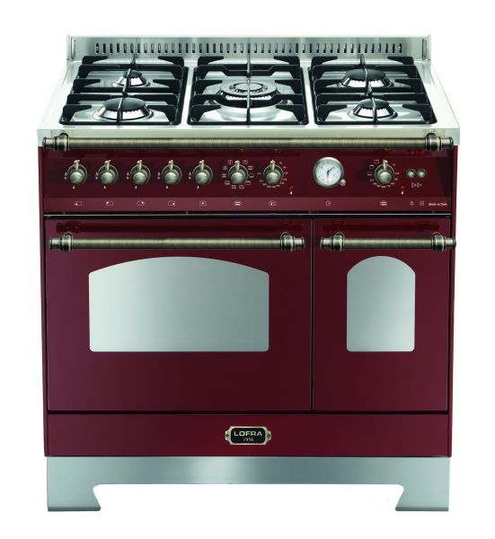 RRD 96 MFTE / CI DOLCEVITA 90 cm Standherd mit Doppelbackofen - BURGUNDY / BRONZE