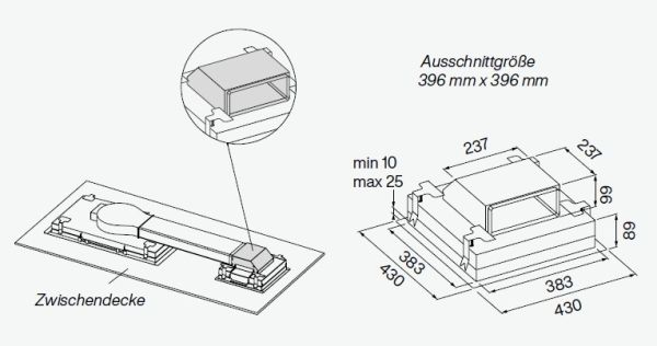 Umluftbox Carbon.Zeo 101637 Deckenlüfter - Auslass nach unten (KACL.939#BF)