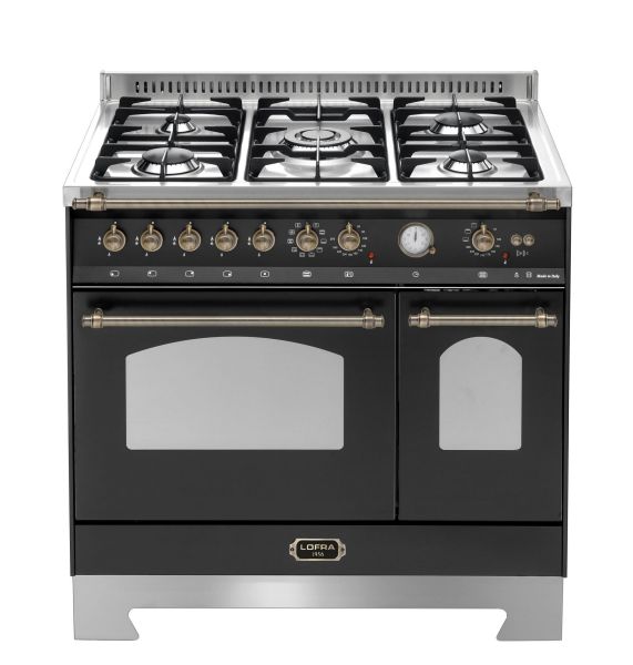 RNMD 96 GVGTE/ CI DOLCEVITA 90 cm Range Cooker mit 2 Gasbacköfen - BLACK MATT / BRONZE