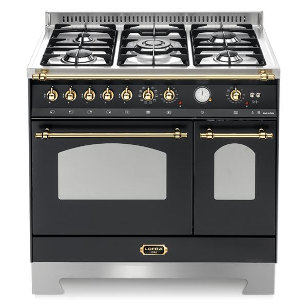 RNMD 96 MFTE / CI DOLCEVITA 90 cm Standherd mit Doppelbackofen - BLACK MATT / MESSING