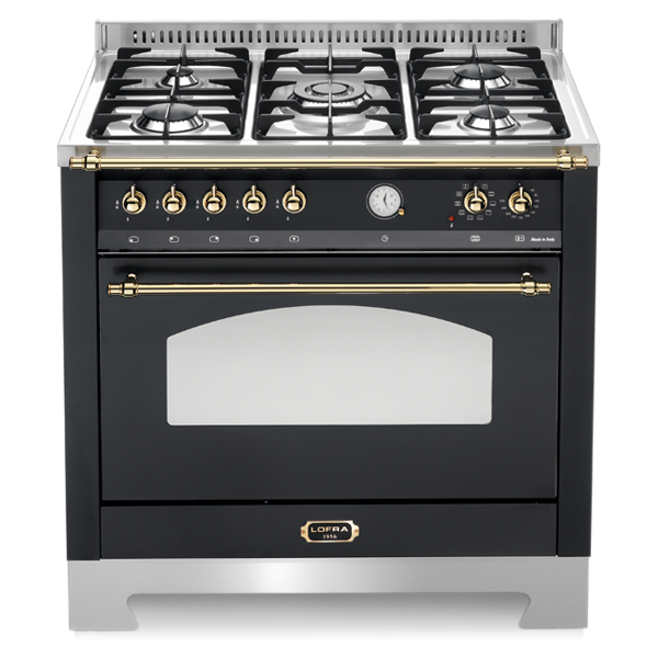 RNMG 96 MFT / CI DOLCEVITA 90 cm Gas Standherd - BLACK MATT / MESSING