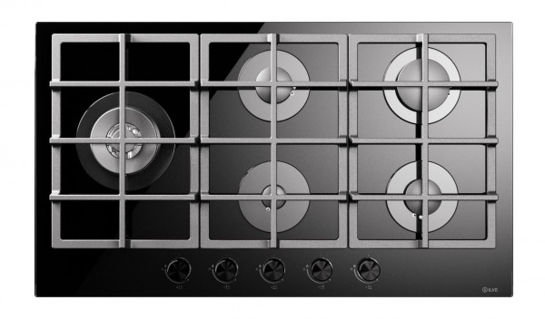HCG90SCK Gaskochfeld Glaskeramik 5 Flammen mit 4 KW Wok