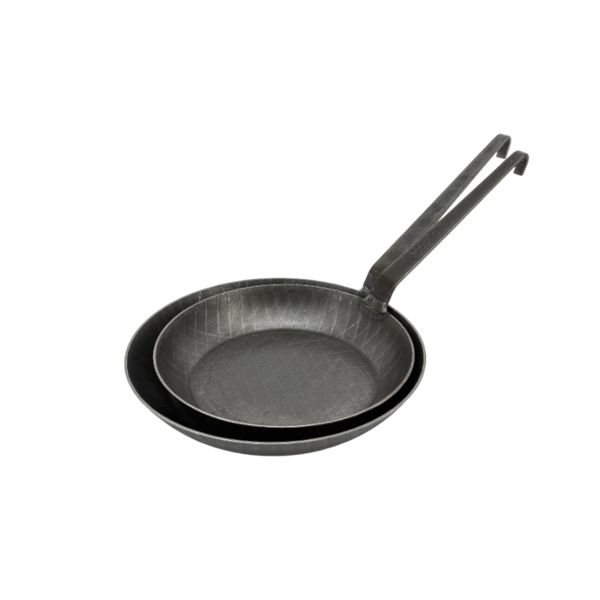 Schmiedeeiserne Bratpfanne 24-28 cm Ø mit Stielgriff, hoher Rand