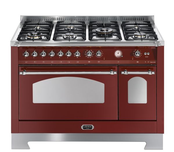 RRD 126 MFT +E / 2 AEO Dolcevita 120cm Standherd mit Gaskochfeld - BURGUNDY / CHROM