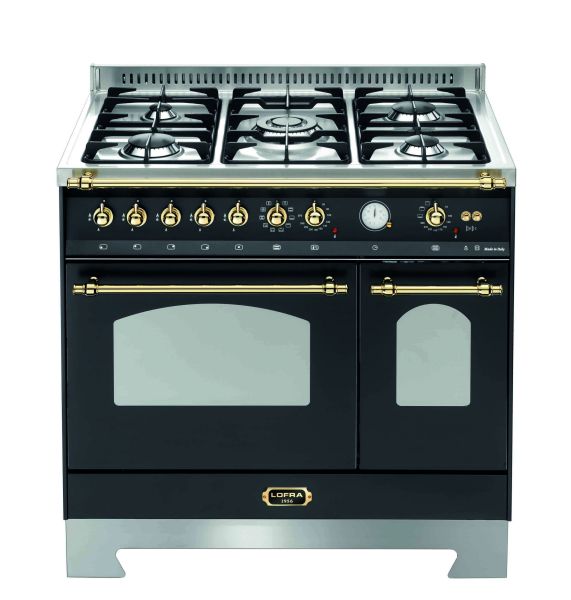 RNMD 96 GVGTE/ CI DOLCEVITA 90 cm Range Cooker mit 2 Gasbacköfen - BLACK MATT / BRONZE