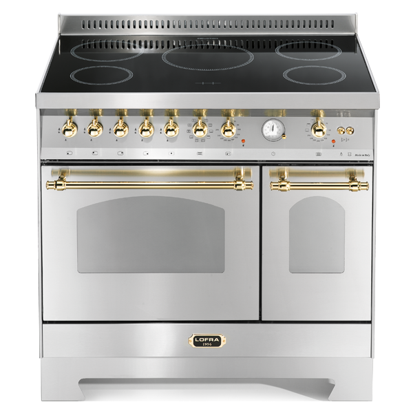 RSD 96 MFTE / 5I Standherd mit Doppelbackofen 90 cm - EDELSTAHL / MESSING