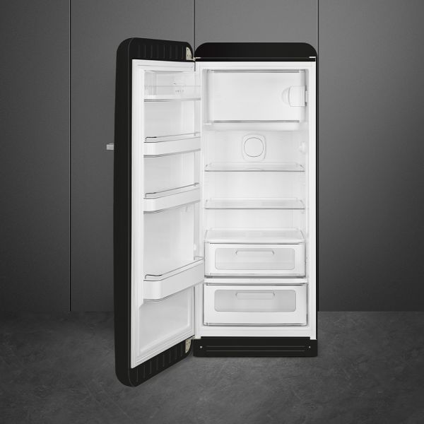 FAB28LBL6 Retro Design Kühlschrank mit 0° Fach im Stil der 50er Jahre - Farbe Schwarz - Linksanschla