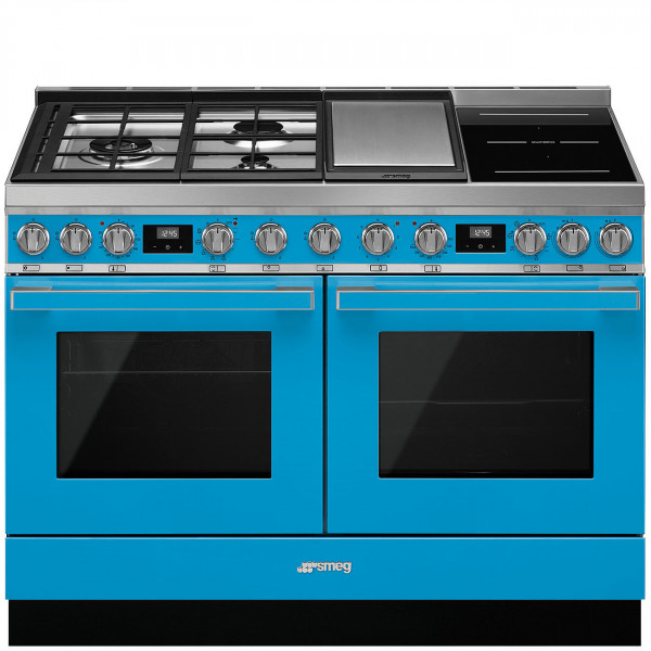 CPF120IGMPTD Standherd 120 cm Doppelbackofen Induktion und Gas Türkisblau