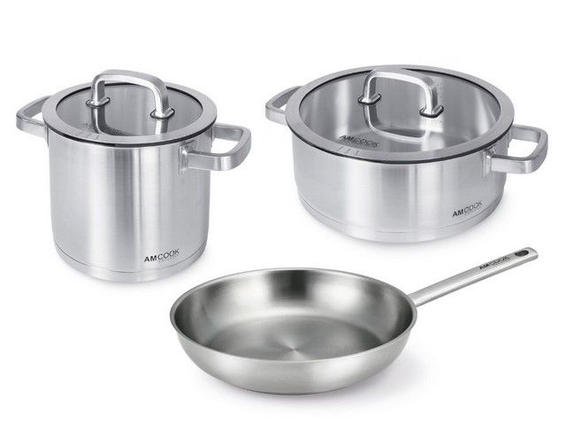 AMCOOK Exklusiv Senna S5 Topfset mit 2 Töpfen und einer 28 cm Pfanne 8500745