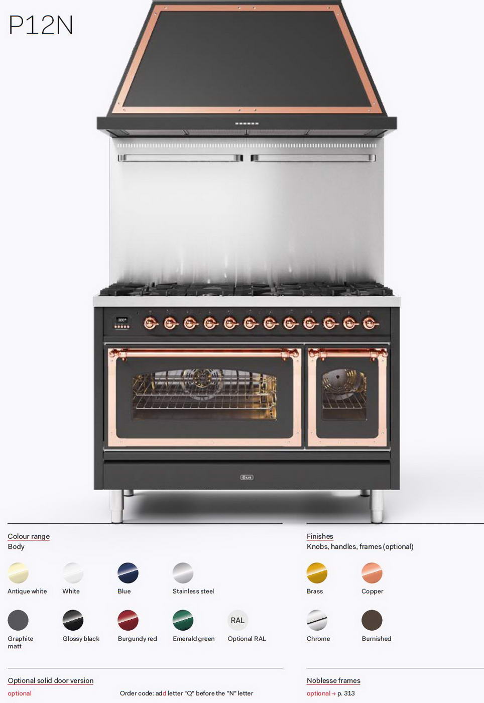 Ilve Professional Plus P12 - 120 cm Standherd mit Doppelbackofen | lax