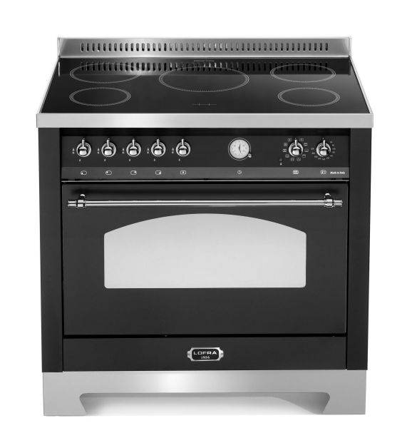 RNMG 96 MFT / 5I Standherd mit Induktionskochfeld ( 90 cm / 1 Großbackofen ) - BLACK MATT / CHROM