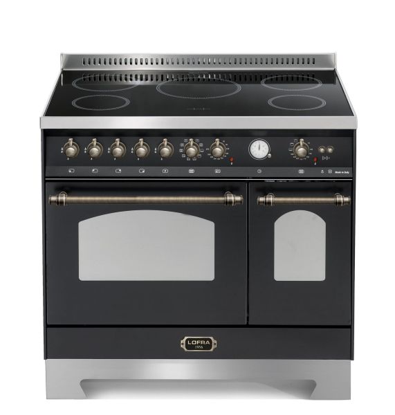 RNMD 96 MFTE / 5 I Standherd mit Doppelbackofen 90 cm - BLACK MATT / BRONZE