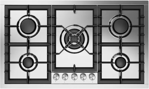 HCPT95D Gaskochfeld 90 cm Edelstahl mit 5 Flammen