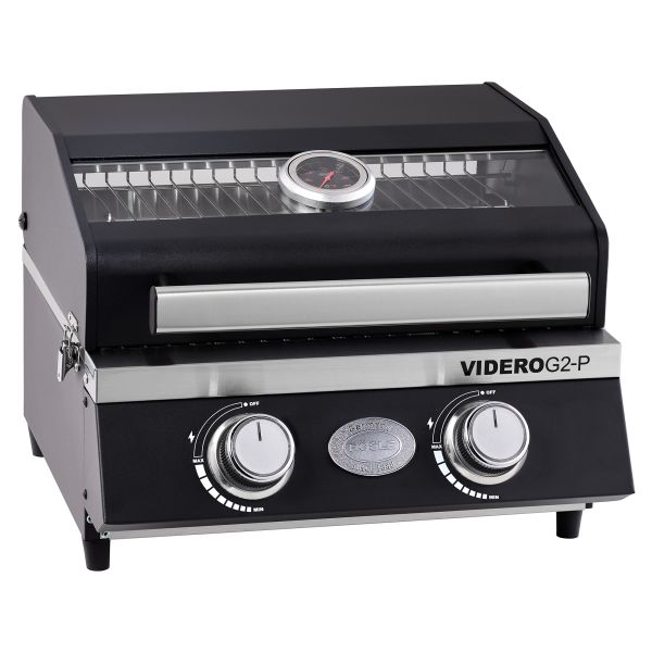BBQ Portable VIDERO G2-P 50mbar Gasgrill mit 2 Haupt-Brennern aus Edelstahl (je 2,2 kW)
