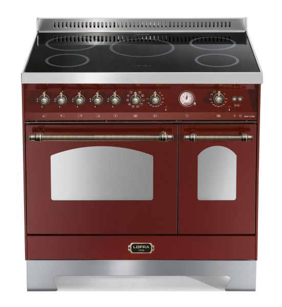 RRD 96 MFTE / 5I Standherd mit Doppelbackofen 90 cm - BURGUNDY / BRONZE