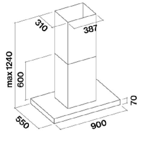 Plane NRS Dunstabzugshaube Insel- oder Wandhaube in 90 und 120 cm
